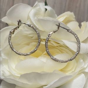 silver sparkle hoop earrings